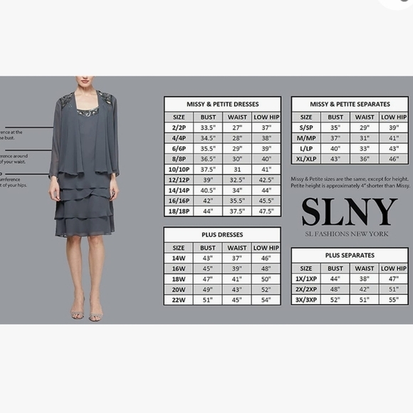 S.L. Fashions Plus Size Embellished Tiered Jacket Dress in Winter Ivory Size 14 - Picture 11 of 11